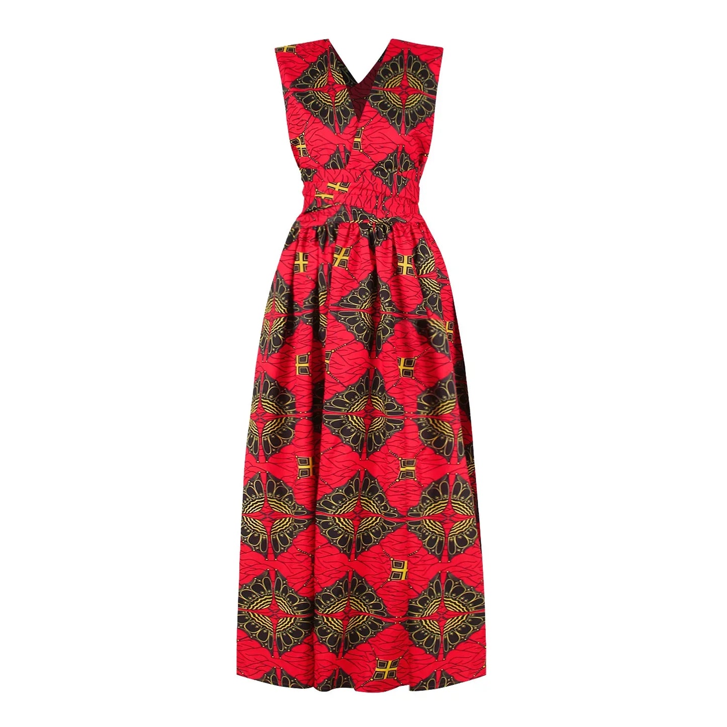 African National Sexy Sleeveless Women Dress Fashion Off Back Print Lady Party Dresses Vintage Casual Long Dress Africa Clothing