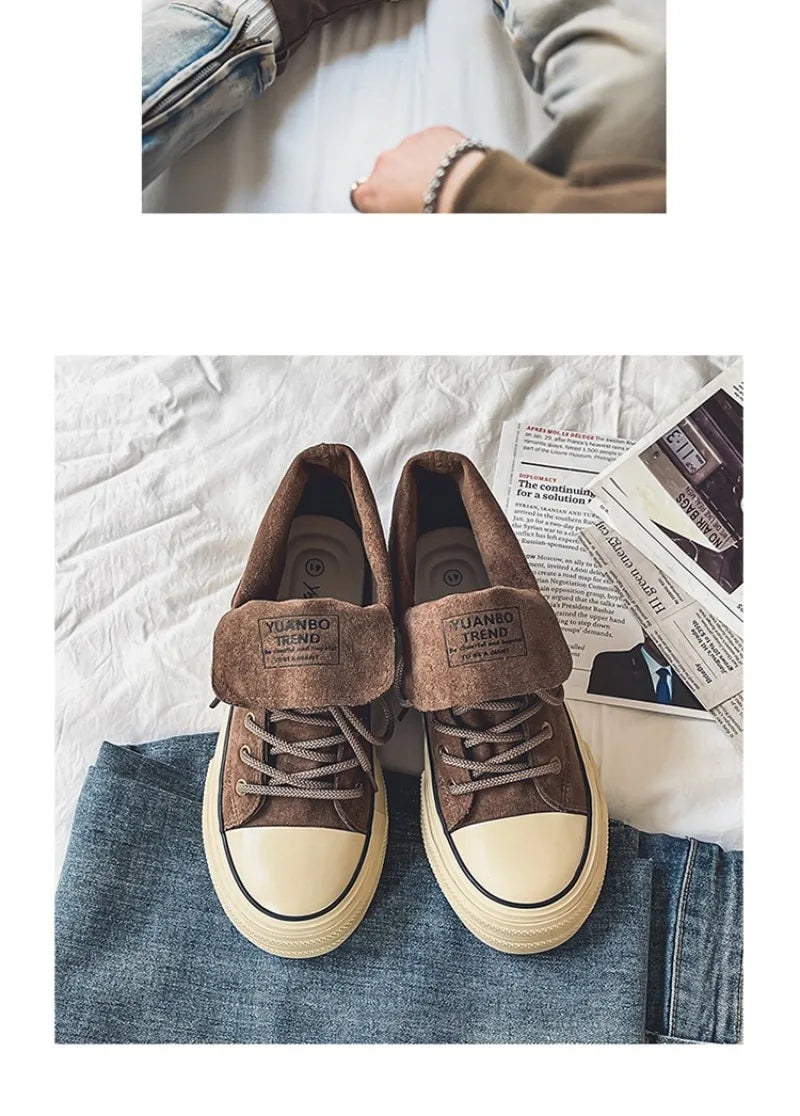 Couple Sneakers Classics Denim Canvas Shoes Fashion High Top Casual Shoes Platform Vulcanized Shoes for Men Lace Up Ankle Boots