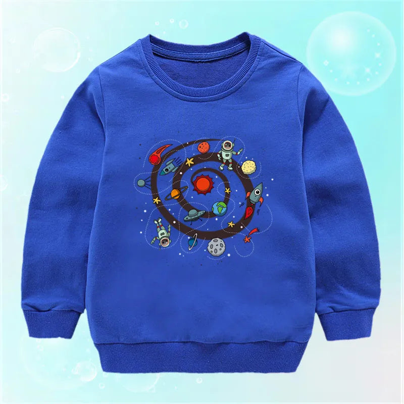 Lolocee Kids Sweatshirt,Crew Neck Long Sleeve with Cute Planet Print,Boys Fashion Pullover Top Toddler Children's Daily Wear XQ1 BAZAARHUBO