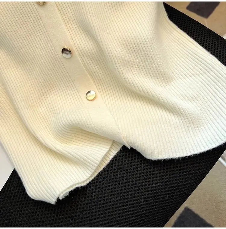 Knitted Polo Shirt  Women's Summer Cardigan Short Sleeve T-Shirt Casual Fashion Short Sleeve Tops Knitwear 2025 Korean Clothing