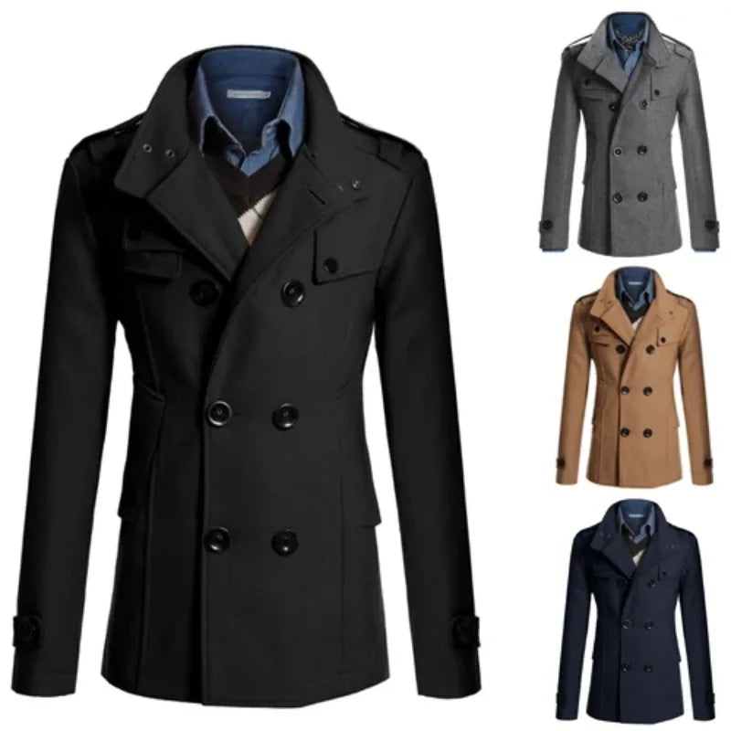 Medieval Coat Man New Men Wool Overcoat For Male Suit Woolen Windbreaker Coats Outer Wear Clothing Detective Cosplay Costumes