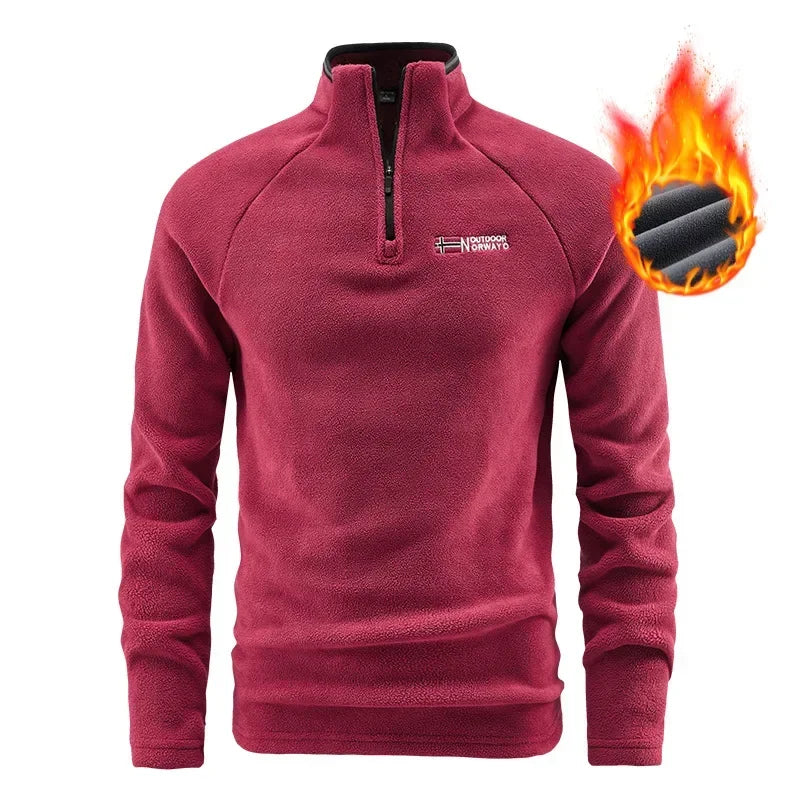 Men's Norway Style Fleece Jacket Base Shirt Half Zip Sweatshirt Inner Spring Autumn New Model Cross-Border Clothing