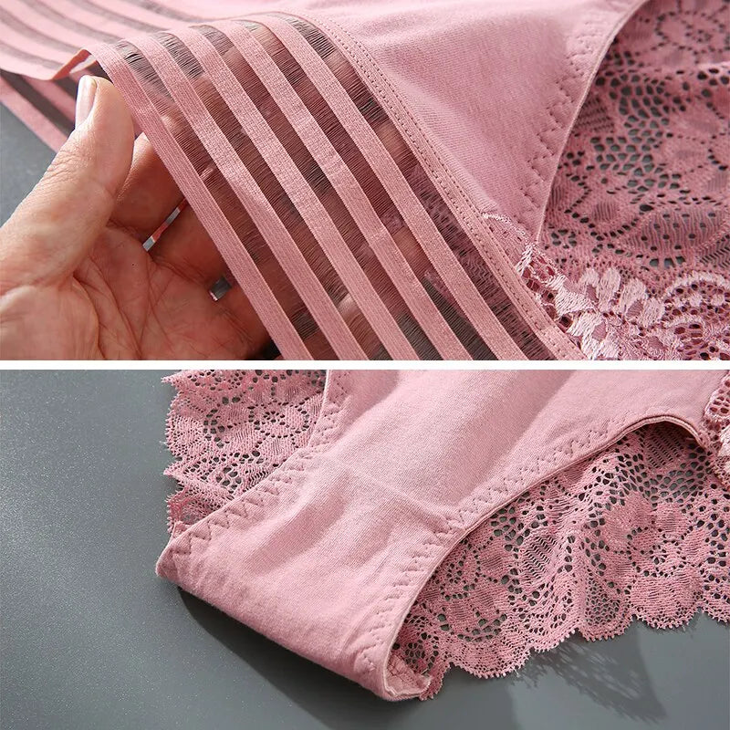 3Pcs Sexy Lace Panties Women's Underpants Solid Color Briefs Breathable Intimates Panties Female Underwear Seamless Lingeries