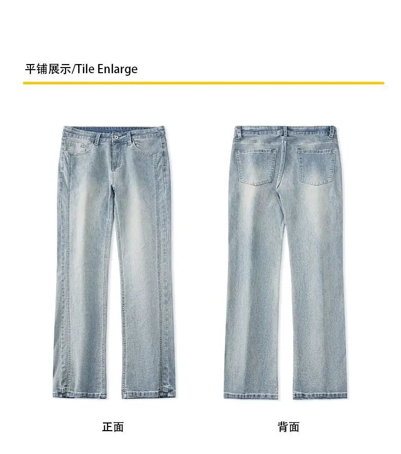2026 New Mens Fashion Retro High Street Jeans Spring Summer Loose Casual Straight Leg Micro Flared Long Trousers Male Streetwear
