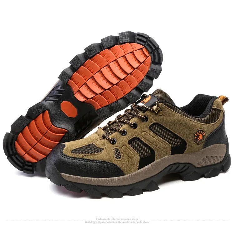 Men's Outdoor Climbing Shoes Breathable Waterproof Sports Hiking Shoes Rubber Outsole Low Cut Lace up Casual Shoes