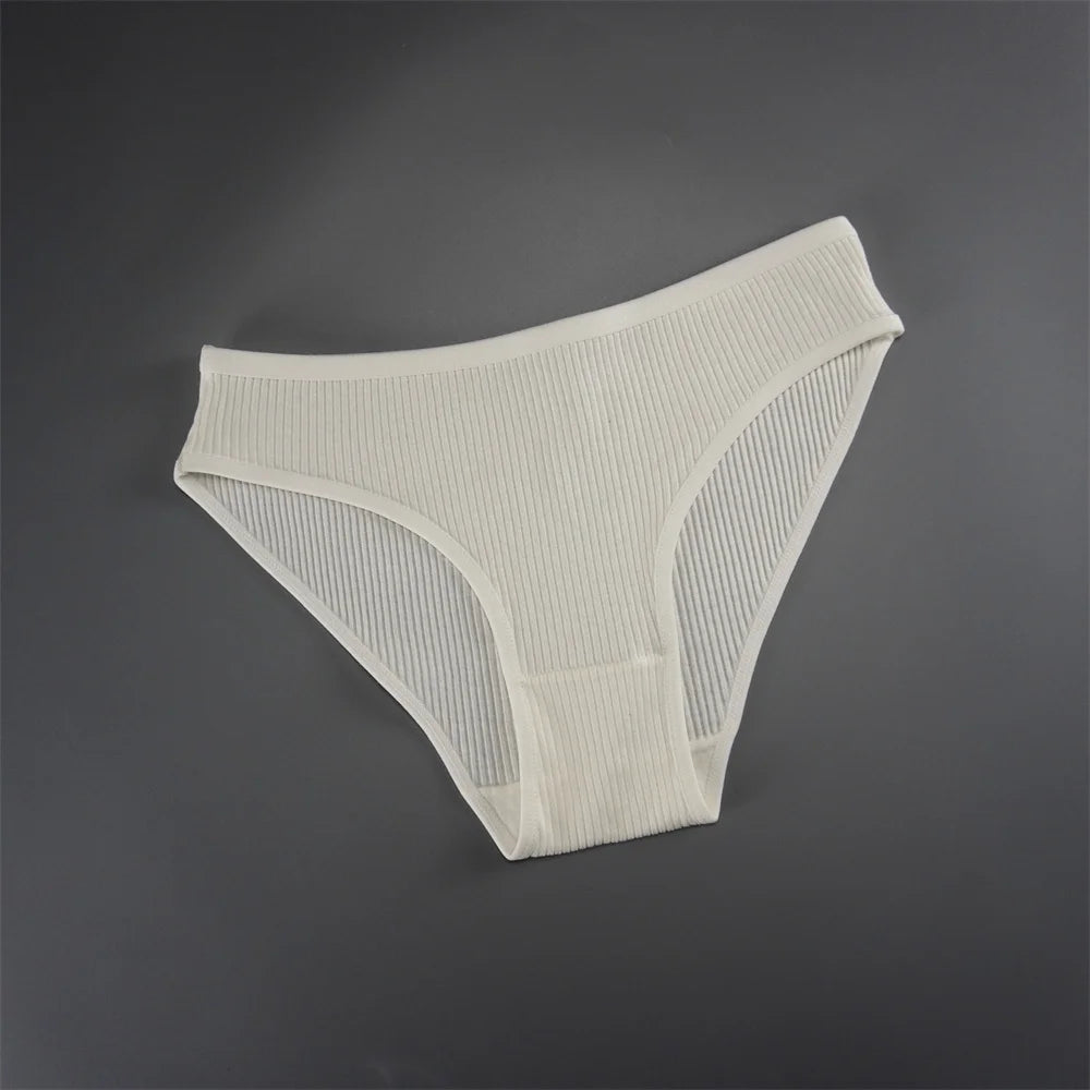 UNWE 3PCS/Pack Ribbed Cotton Seamless Panties for Women Briefs Pack Comfortable Ladies Underwear Sets