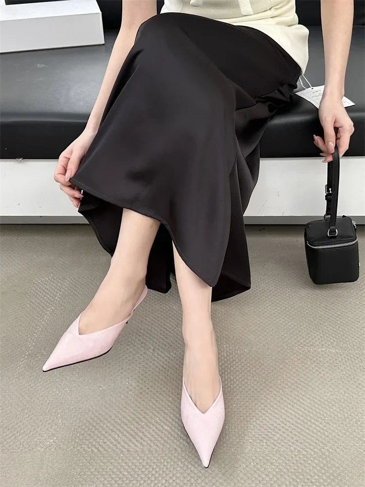Eilyken Sexy Elegant Shallow Pointed Toe Mule Women Slippers Pumps Fashion Thin High Heels Stripper Dress Ladies Shoes