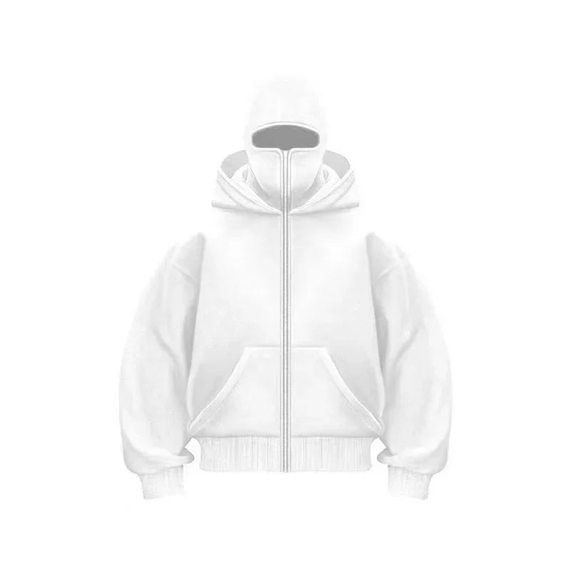 Plain Design Hooded Zip Up Sweatshirt for Men Women Autumn Winter Ins Style Couple Matching BAZAARHUBO