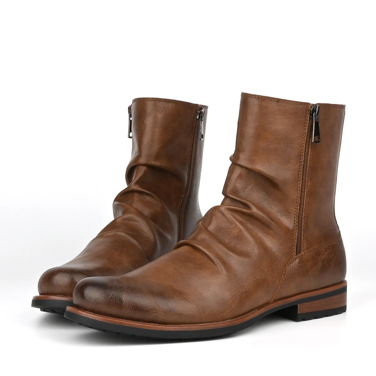 Men's British Style Low-Heeled Retro Boots for Everyday Casual Wear