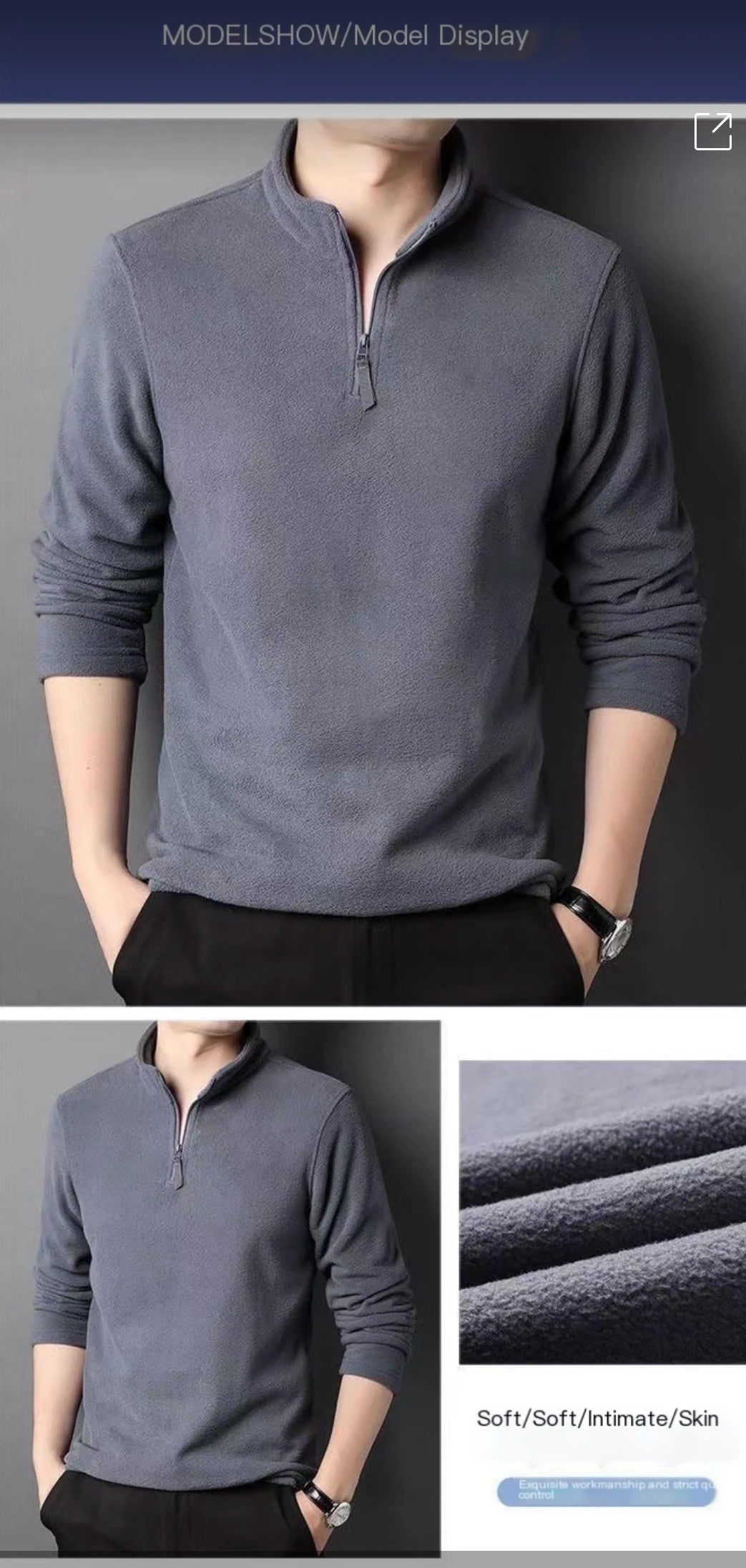 Men's insulation Polo Shirts 2026 Autumn Winter Standing Neck Half Zip Long Sleeve Fashion Versatile Sweatshirt Tees thicken Top BAZAARHUBO