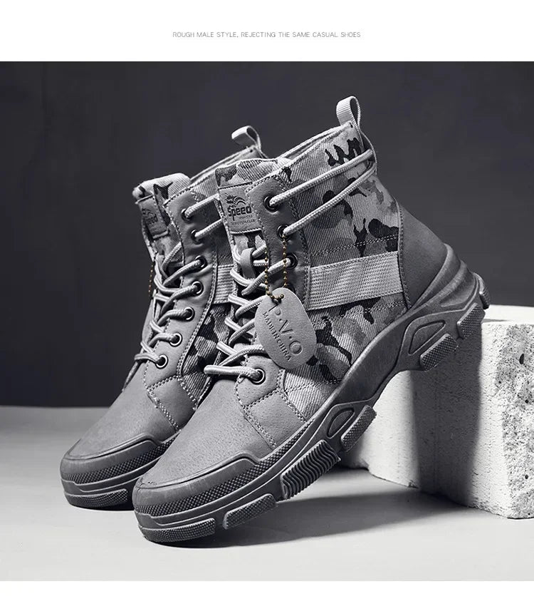 2024 New Men Military Tactical Men's Boots Special Force PU Leather Waterproof Desert Combat Ankle Boot Army Work Men Shoes EVA