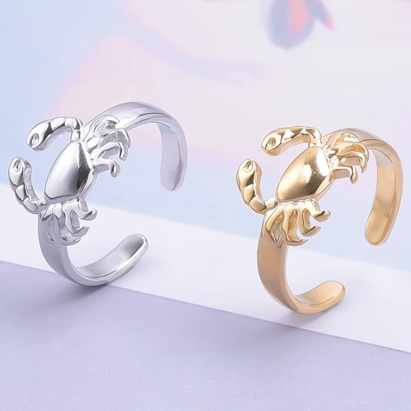 Fashion 5pcs/lot Marine Jewelry Sea Animals Conch Starfish Shell Rings Stainless Steel Rings Jellyfish Scallop Oceans Women Gift