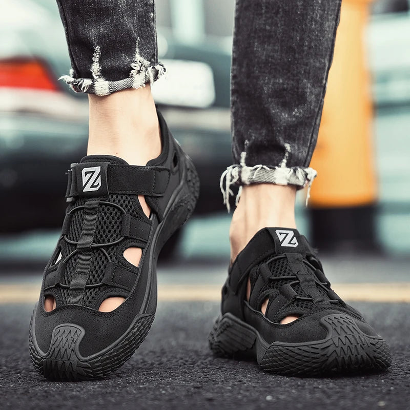 Large Size Sandals for Men, New Summer Style, Trendy, Versatile, Casual Sports Sandals, Soft-Soled Hollow Beach Shoes for Men