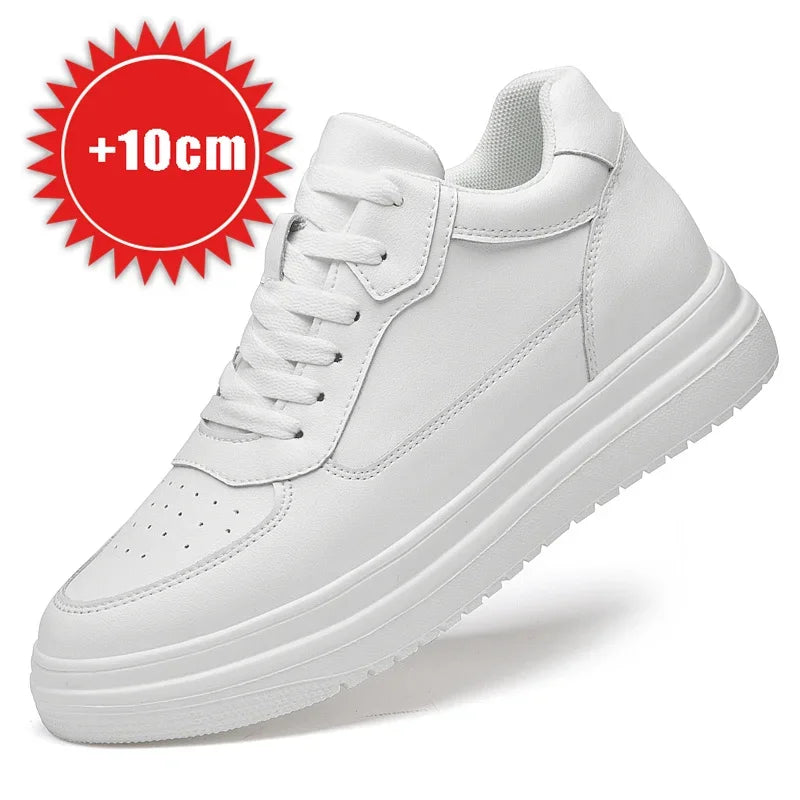 6 8 10cm Height Increasing Men Shoes High Quality Casual Leather Shoes Lace Up Platform Vulcanized Shoes Luxury Sneakers for Men