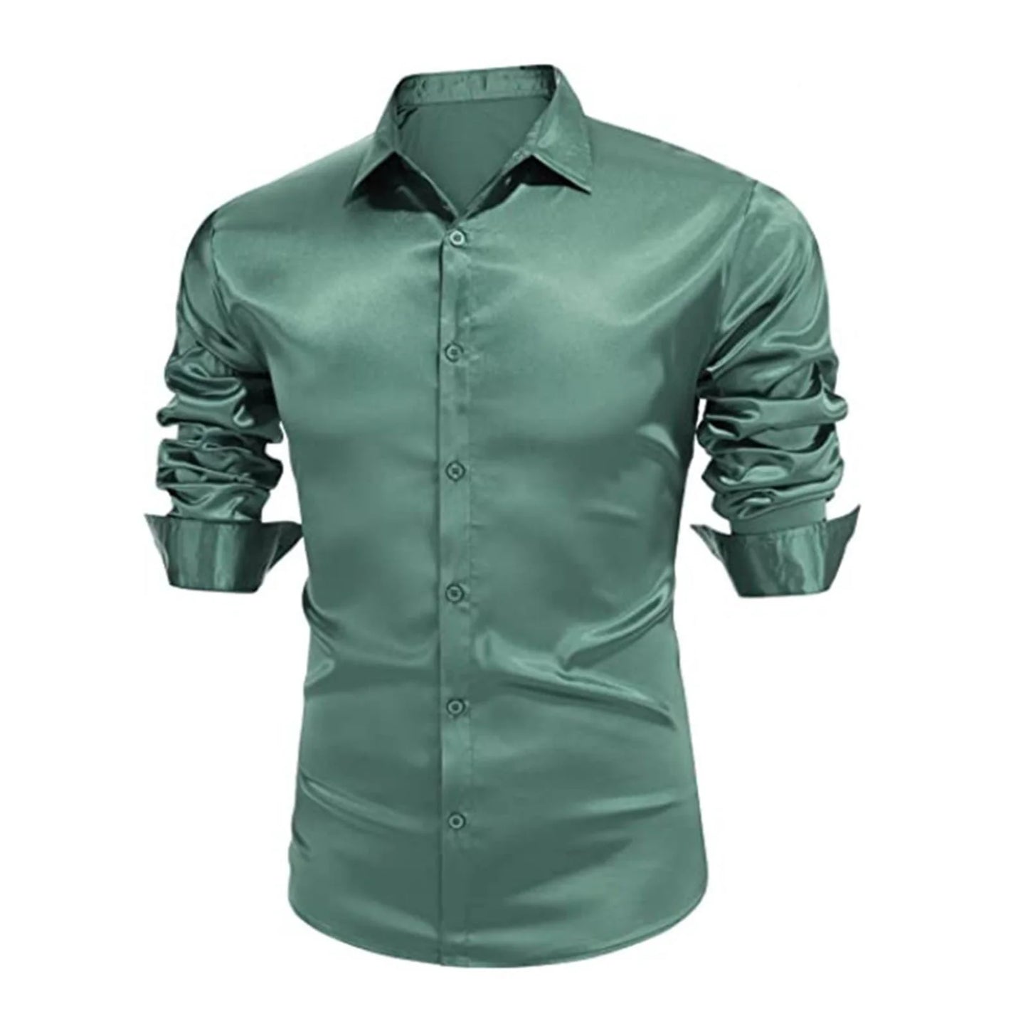 Autumn And Winter Formal Men's Long Sleeve Shirt Luxurious Wrinkle-resistant Non-iron Solid Color Business Casual Ice Silk