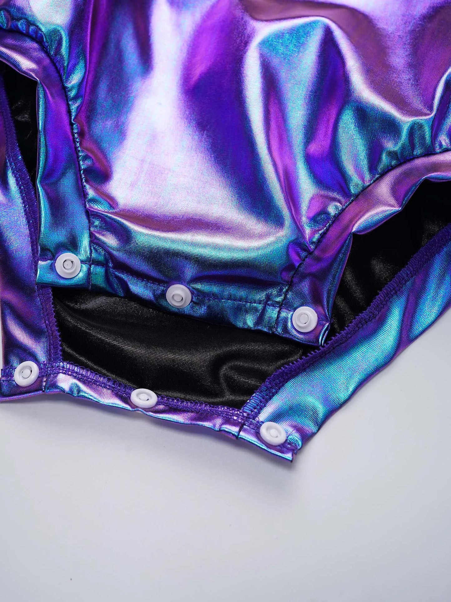 Baby Girls Long Sleeve Metallic Shiny Buttons Crotch Romper with Bow Headband Birthday Theme Party Photography Outfit Daily Wear