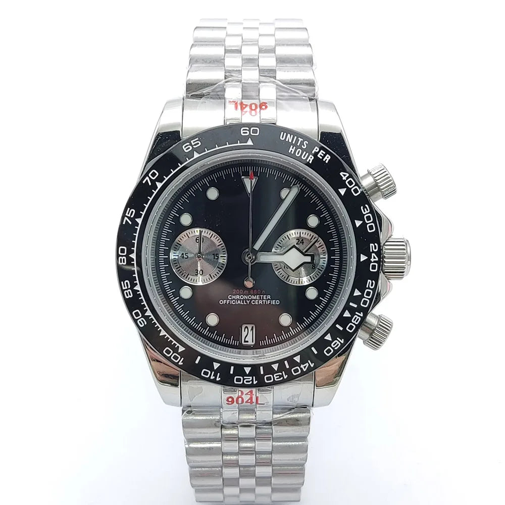 39mm VK64 Quartz Chronograph Men's Watch Sapphire Glass Waterproof Sport quartz watches Stainless Steel Strap Reloj Hombre