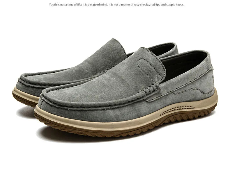 Men's Suede Casual Leather Shoes Fashionable Breathable Comfortable Driving Shoes Men Shoes