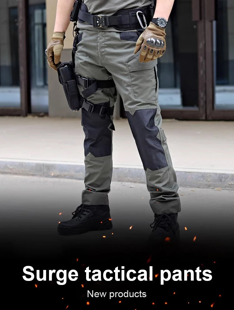 Men's Loose Training Pants Tactical Work Pants Men Cargo Trousers Multi-pocket Waterproof Pant Outdoor Workwear Hiking Trousers
