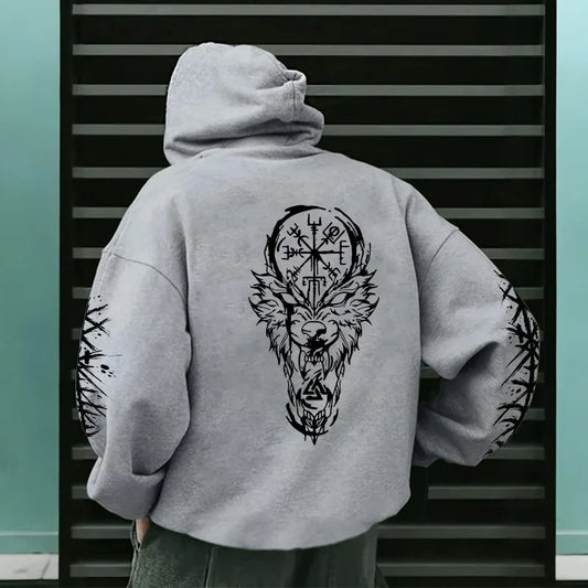 Mens Ancient Norse Raven Wolf Hooded Sweatshirt 2025 Trendy Winter Autumn Casual Sporty Jogger Top Outwear Fashion Man Hoodie