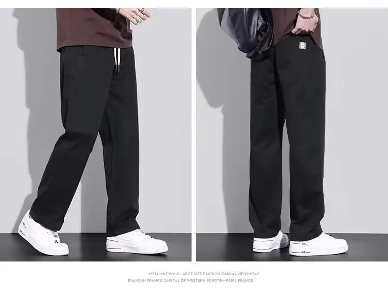 Casual Men's Fashion Simple and Handsome Work Pants for Spring Summer American Fashion Brand Loose Straight Pants for Teenagers