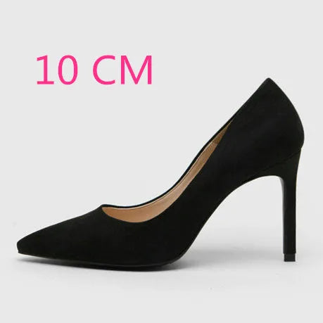 2025 Flock Leather Heels Women Pumps Bucket Pointed Toe High Heels Sexy Lady Shoes Thin Heels Chaussure Femme Autumn