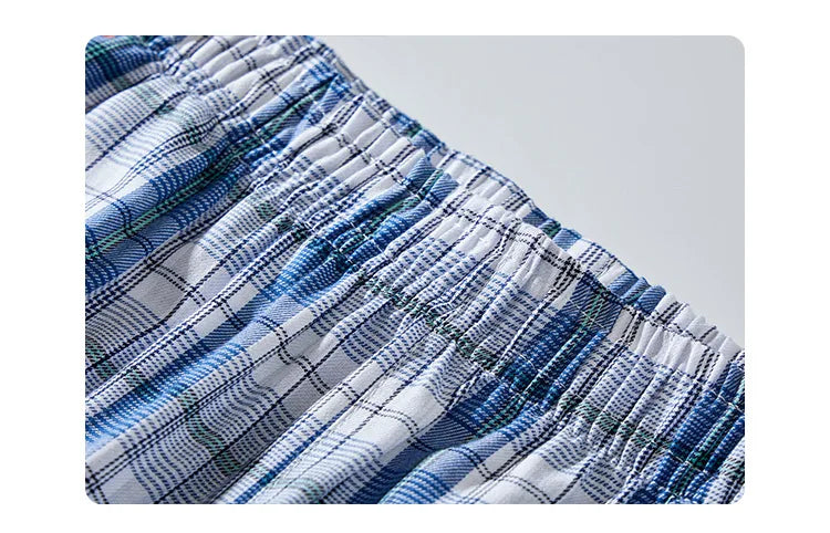 Spring Summer High Quality Pants Men 100% Cotton Sleep Bottoms Male Plus Size Night Trousers Men Casual Loose Plaid Home Pants