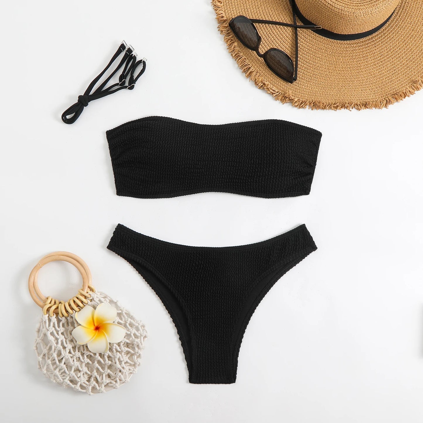 2026 Bikinis Sexy Bandeau Swimsuit Women Solid Swimwear Female Bathers Bathing Swimming Swim Suit Beachwear