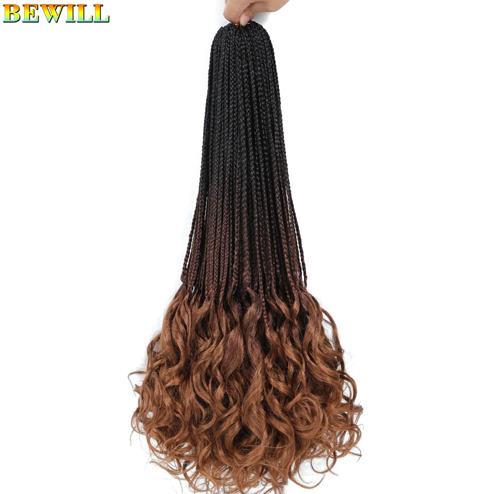 14 18 24 Inch French Curl Crochet Braids Boho Goddess French Curl Box Braids Crochet Hair Synthetic French Curly Braiding Hair