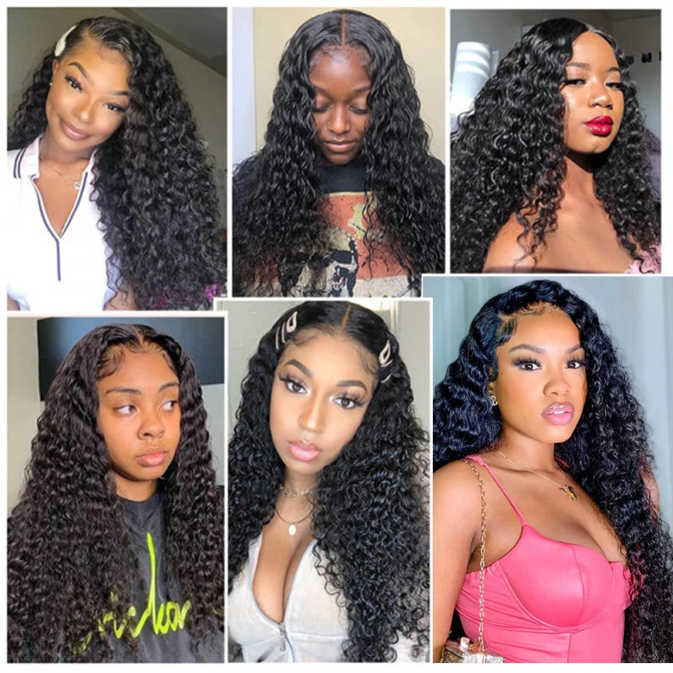 13x6 Brazilian Deep Wave Transparent Lace Front Human Hair Wigs For Women Pre plucked Wig No Glue Precut Lace Wig Isee Remy Hair