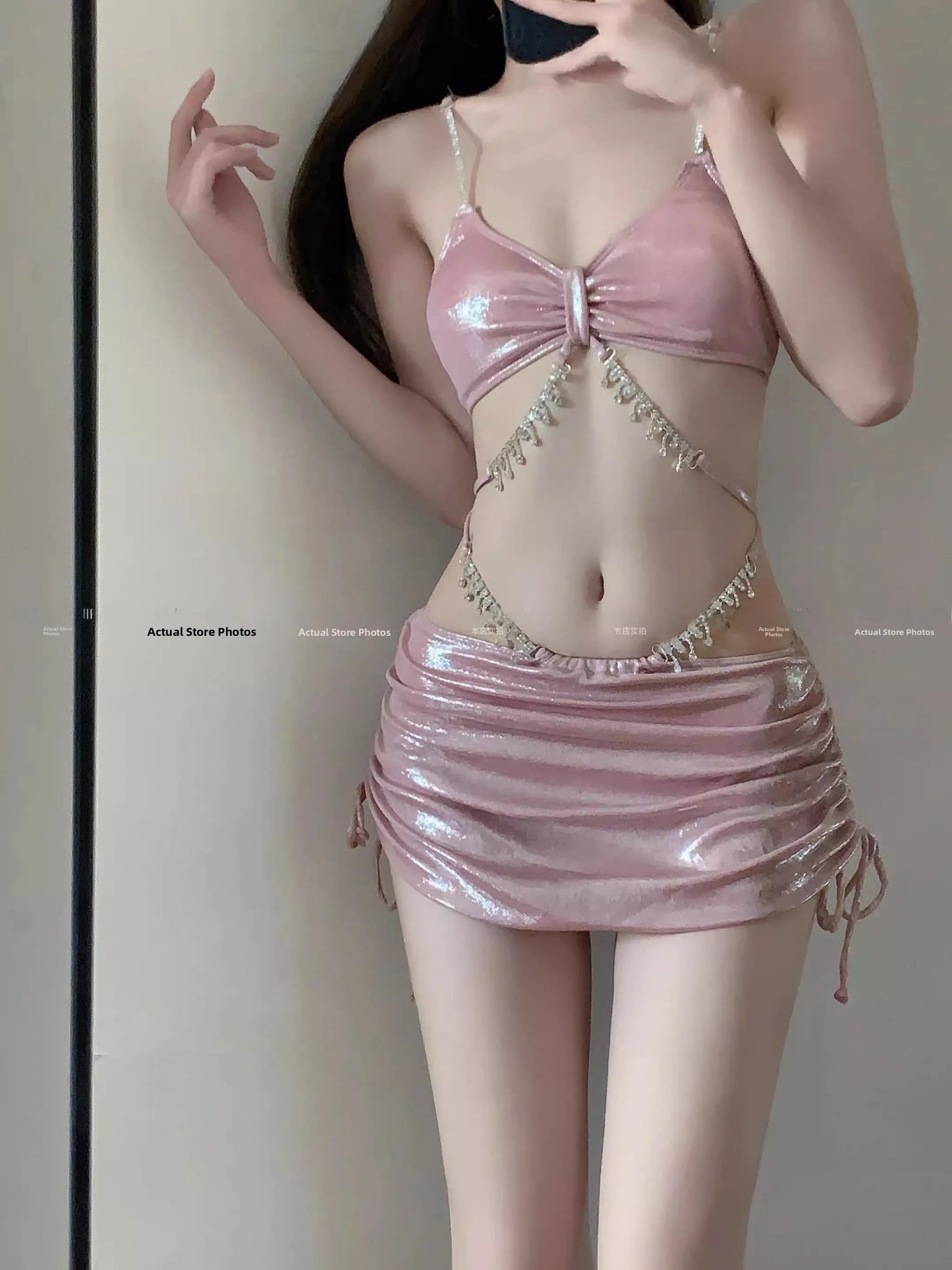 Sexy Bikini Swimsuit Women's Three-piece Set Diamond Photography Beach Vacation Hot Spring Swimming Costume 2023 New Arrival
