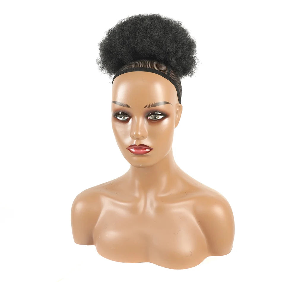 Synthetic Afro Puff Drawstring Ponytail Hair Pieces Clip on Ombre Honey Colored Blonde Kinky Drawstring Curly Ponytail