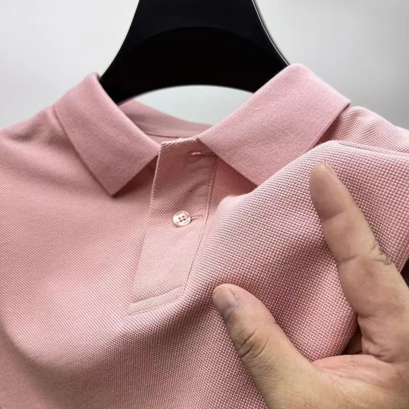 2026 Men's premium summer polo shirt, quick drying, breathable, casual, business fashion, sports, short sleeved, men's clothing
