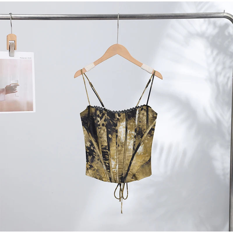Sexy Satin Fish-bone Corset Women Slim Sleeveless Waist-cinching Spaghetti Strap Tank Tops 2026 New Ladies Spring Summer Outwear