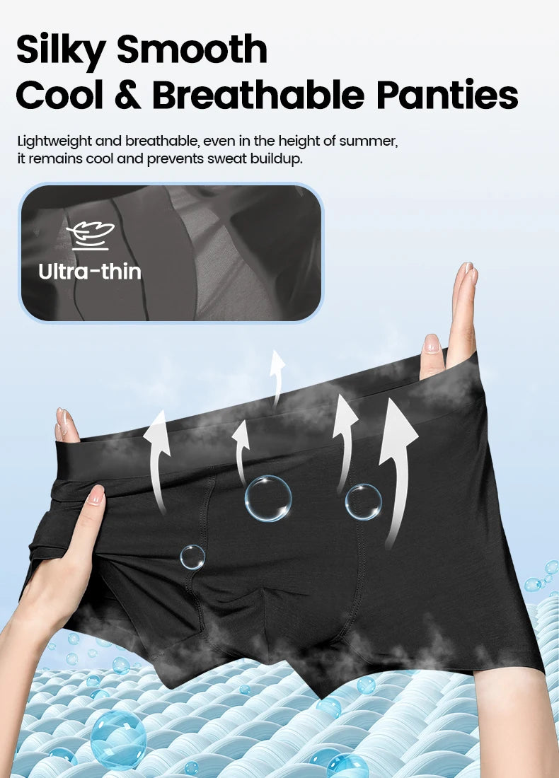 Men's underwear wholesale, European and American cross-border ice silk English size four-corner pants, large size underpants