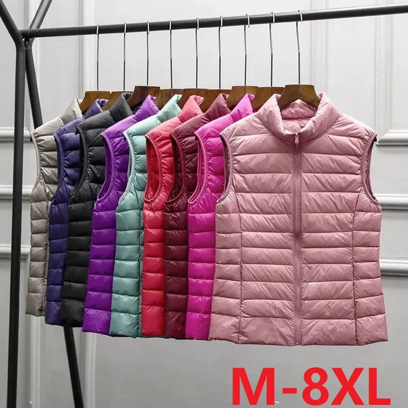2024 New Women Ultra Light Down Vests Slim Sleeveless Jacket Portable Girl Lightweight Windproof Waistcoat Female Tank Tops Coat