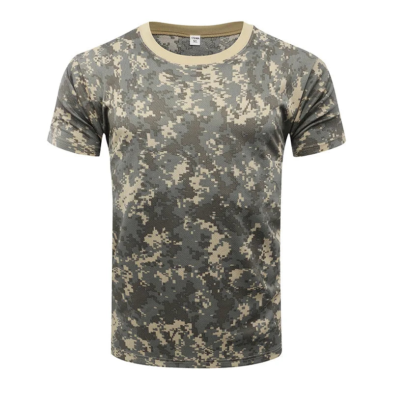 Men Casual Tactical T Shirts Short Sleeve Camouflage T-Shirt Quick Dry Outdoor Gym Top Tees Cargo T Shirt Male Clothing