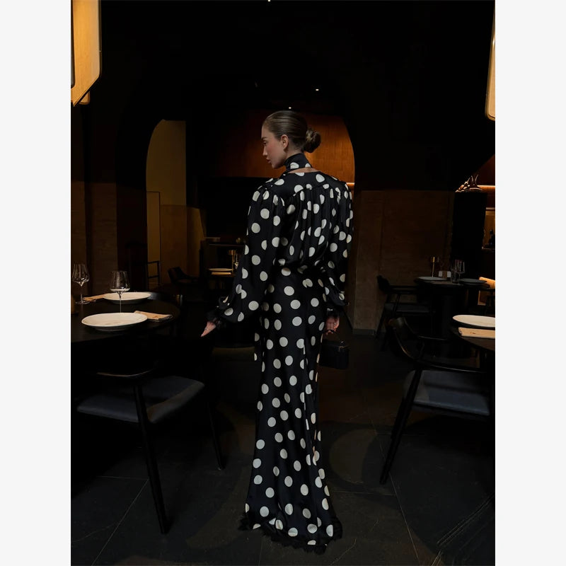 Polka Dot Polka Dot Skirt 2 Piece Set Women Elegant Scarf  Long Sleeve Shirts Suit Spring Lady Fashion Commucate Outwear 2026