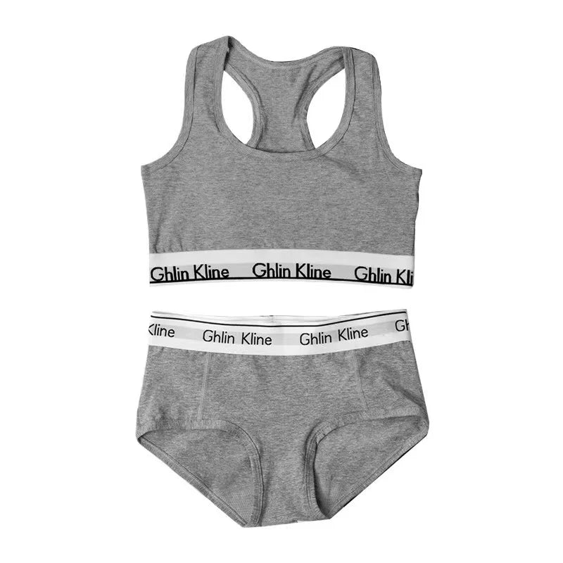 Fashion Sports Bra Panty Set Body Shaped Sponge Pad Vest with Underwear