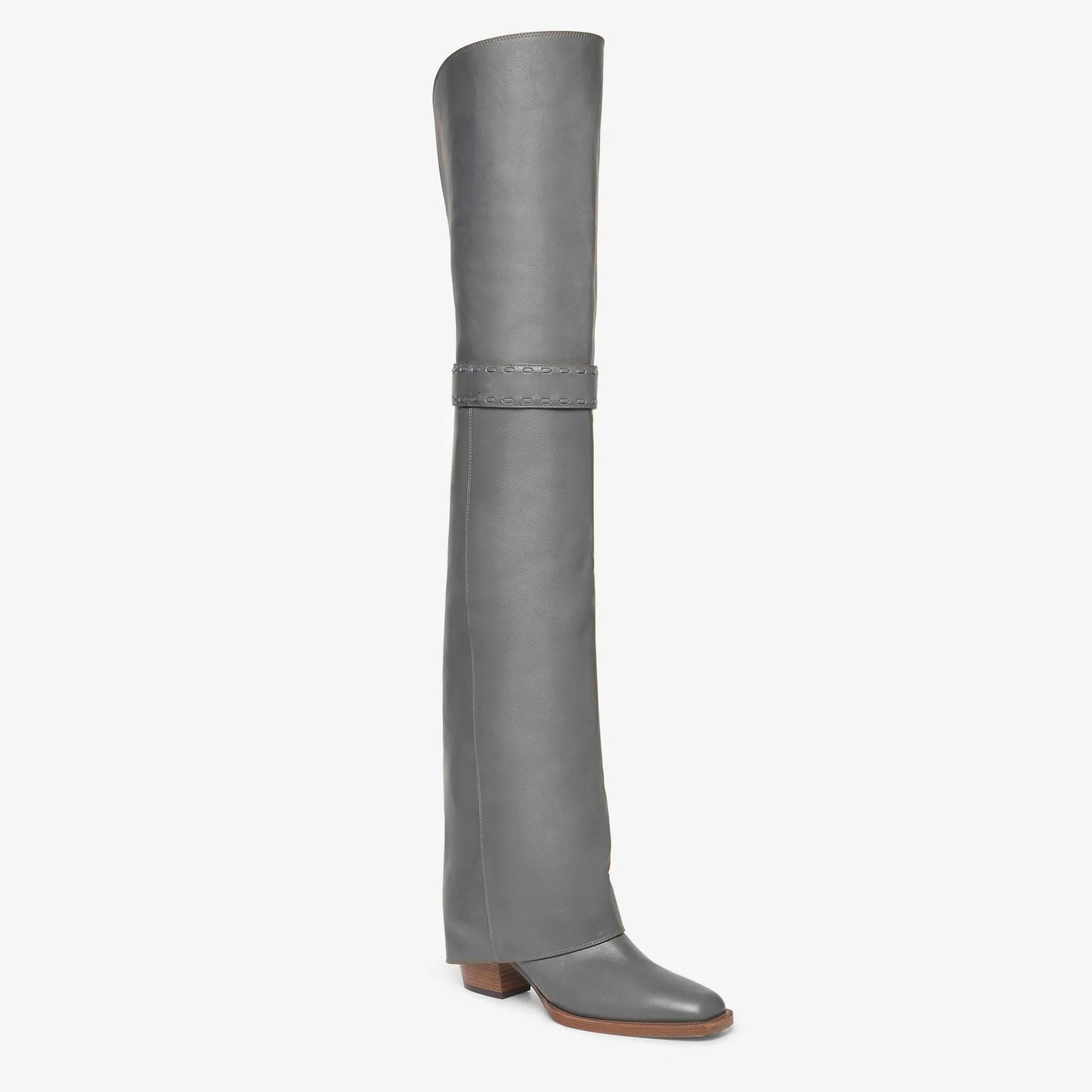 Elegant Temperament of European and American Women, Thick High Heels, Skirt Hem, Knee High Boots, Oversized Retro Knight Boots
