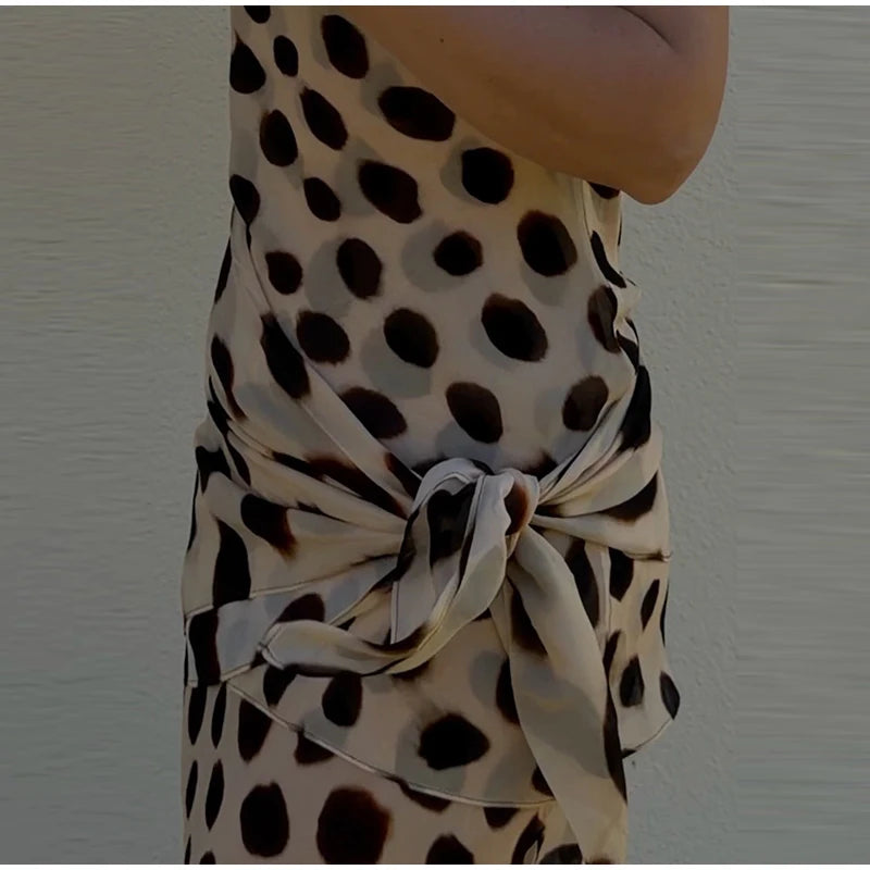 Scoop Neck Women's Dress Spaghetti Strap Polka Dot Tie Waist Removable Wrap Maxi Dress Vacation Beach 2026 New Fashion For Women