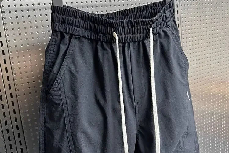 Summer Fashion New Men Breathable Casual Trousers Loose Tying Feet Versatile Simple Solid Color Harem Pants