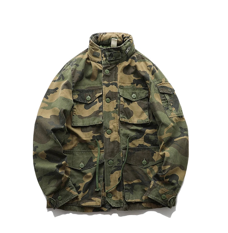 New autumn and winter American retro heavy padded jacket military style tough guy pocket tooling coat windbreaker