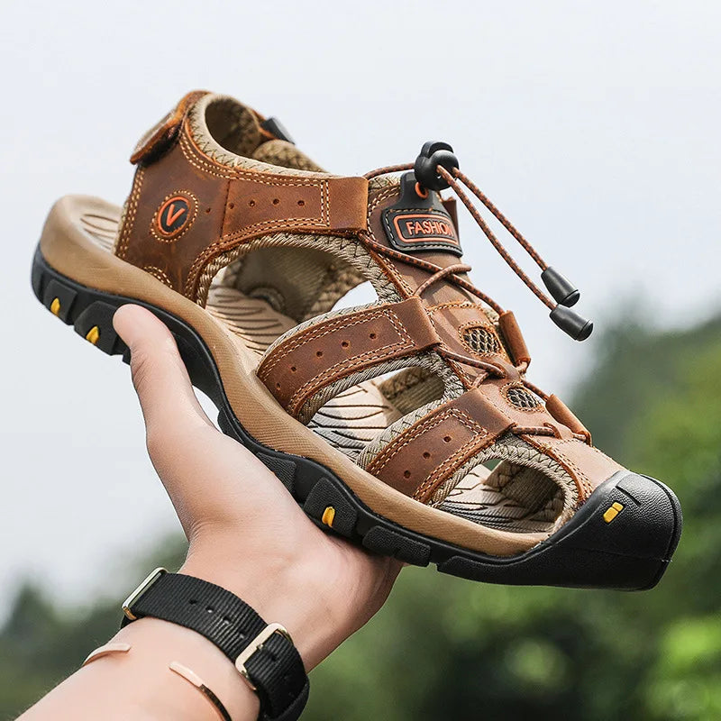 2026 Men Sandals Genuine Leather Mens Casual Shoes Outdoor Men Leather Sandals for Men Beach Shoes Roman mens Shoes