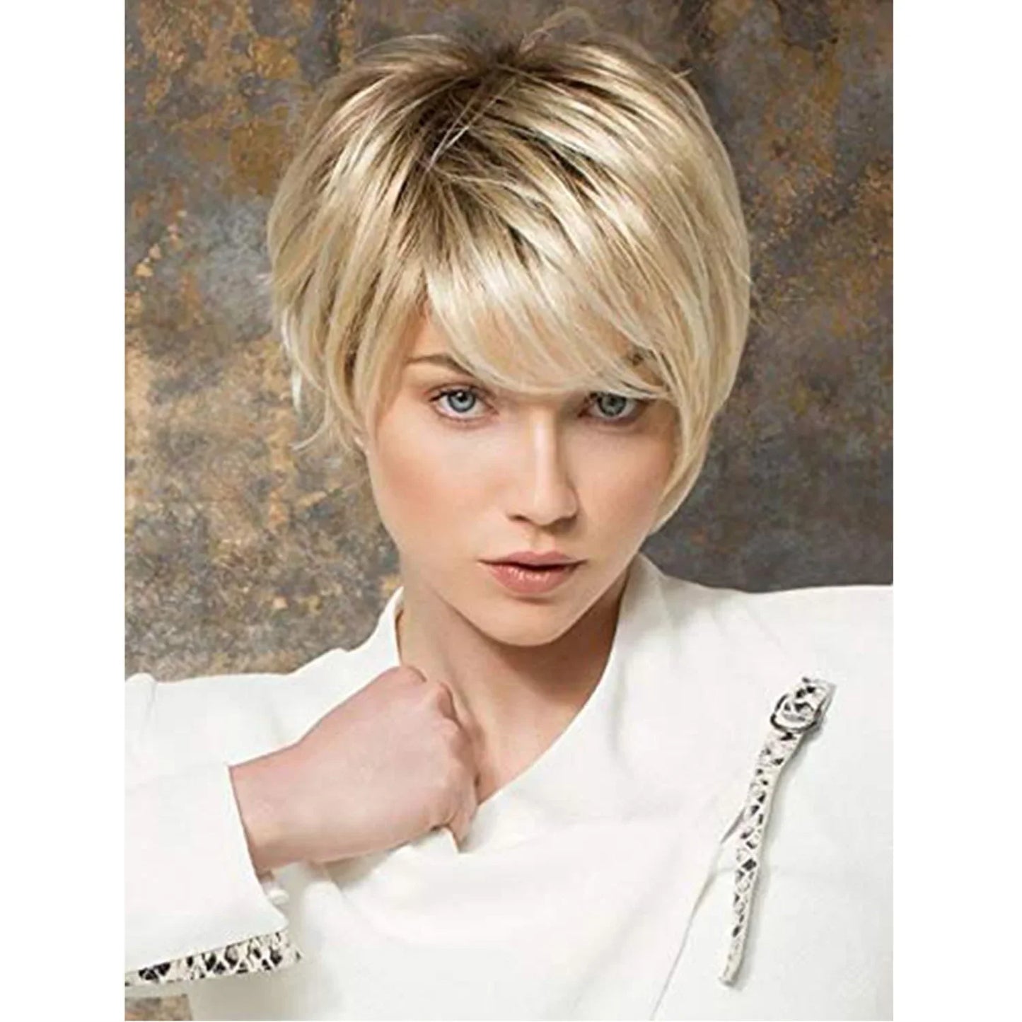 Short Brown Bob Wigs for Women Mixed Blonde Synthetic Natural Hair Wig
