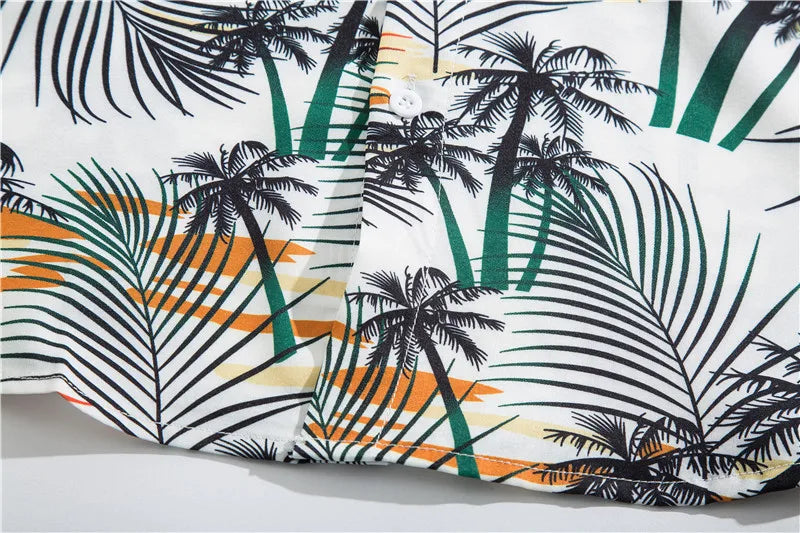 Men's Hawaiian Polyester Summer Short Sleeve Shirt Tropical Leaf 3D Pattern Printing Beach Male Shirts Casual Blouse For Men