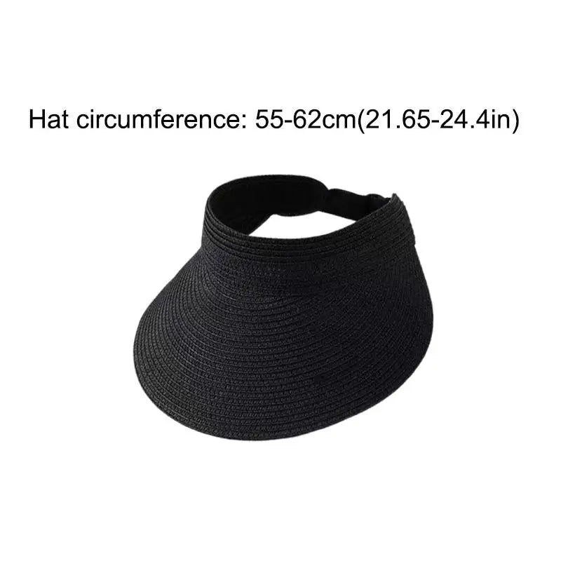 UPF50+ Wide Brim Visor Hat For Women Straw Beach Sun Visor Foldable Ponytail With UV Protection Straw Hat Beach Hats【AliS8】 BAZAARHUBO
