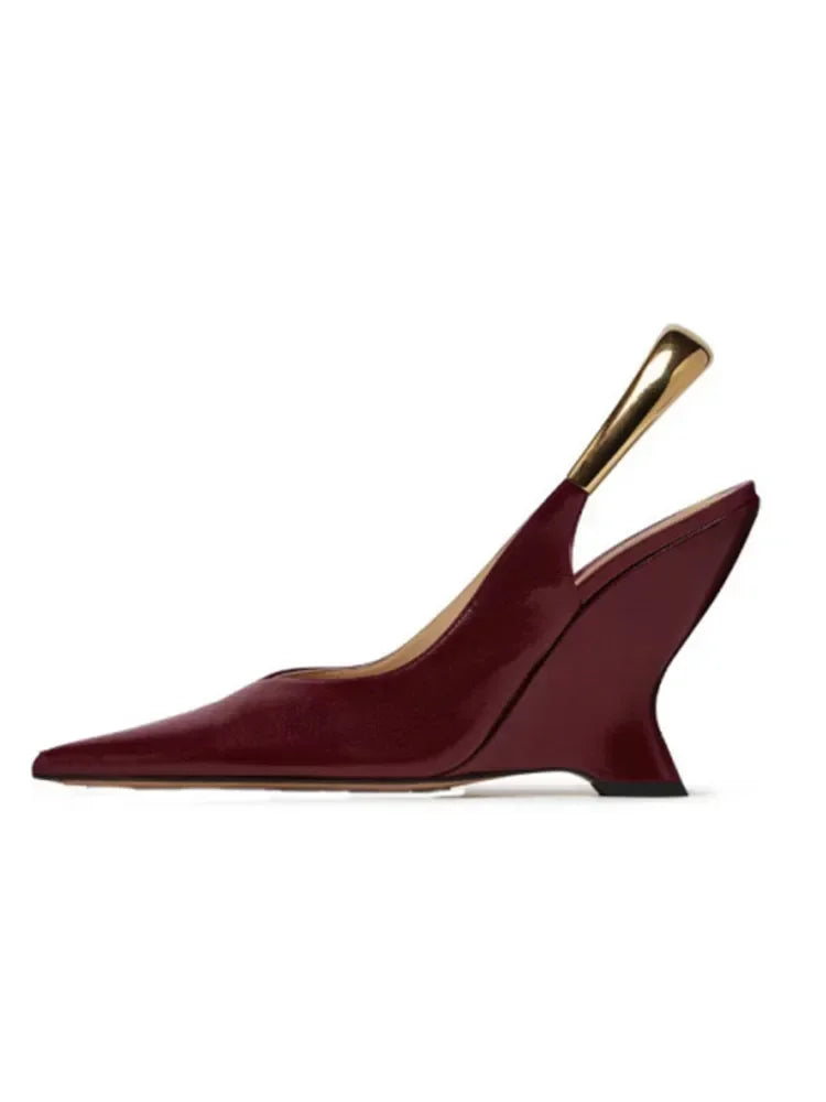 Summer 2024 New High Heels Thick Sole Thick Heel Lacquer Leather Shallow Mouth Pointed Fashion Sexy Women's Oversized Shoes