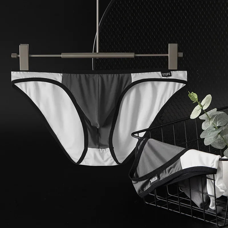 6Pack Mens Bikini Thin Ice Silk Breathable Men Briefs U Convex Low Waist Sexy Men Underwear