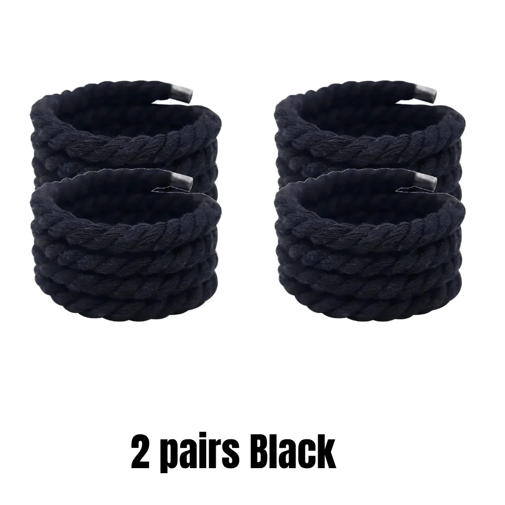 1/8Pair Round Thick Rope Laces Polyester Cotton High Quality Solid Color Laces 0.8cm 120/140/160cm Width Colorful Bold Shoelaces